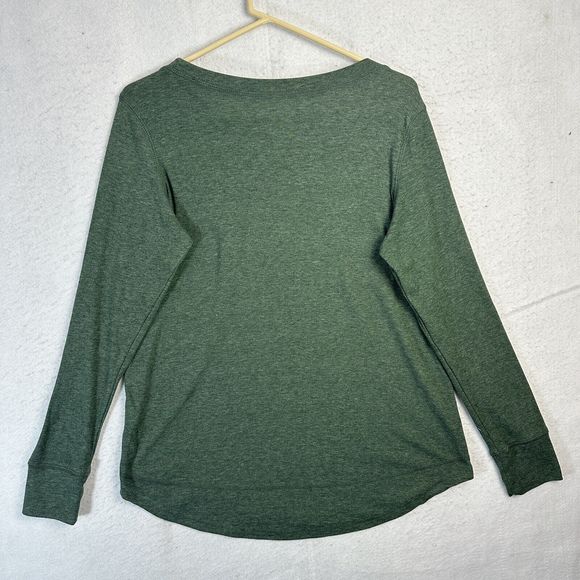 Hiyiyezi Sweatshirt Women Green Small Long Sleeve Crew Neck Pullover Curved Hem - Picture 6 of 8